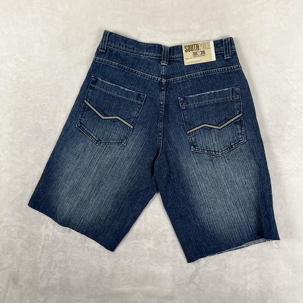 Vintage Southpole Denim Shorts Mens 32 Blue Medium Wash 12 Inseam Y2K Cut Off